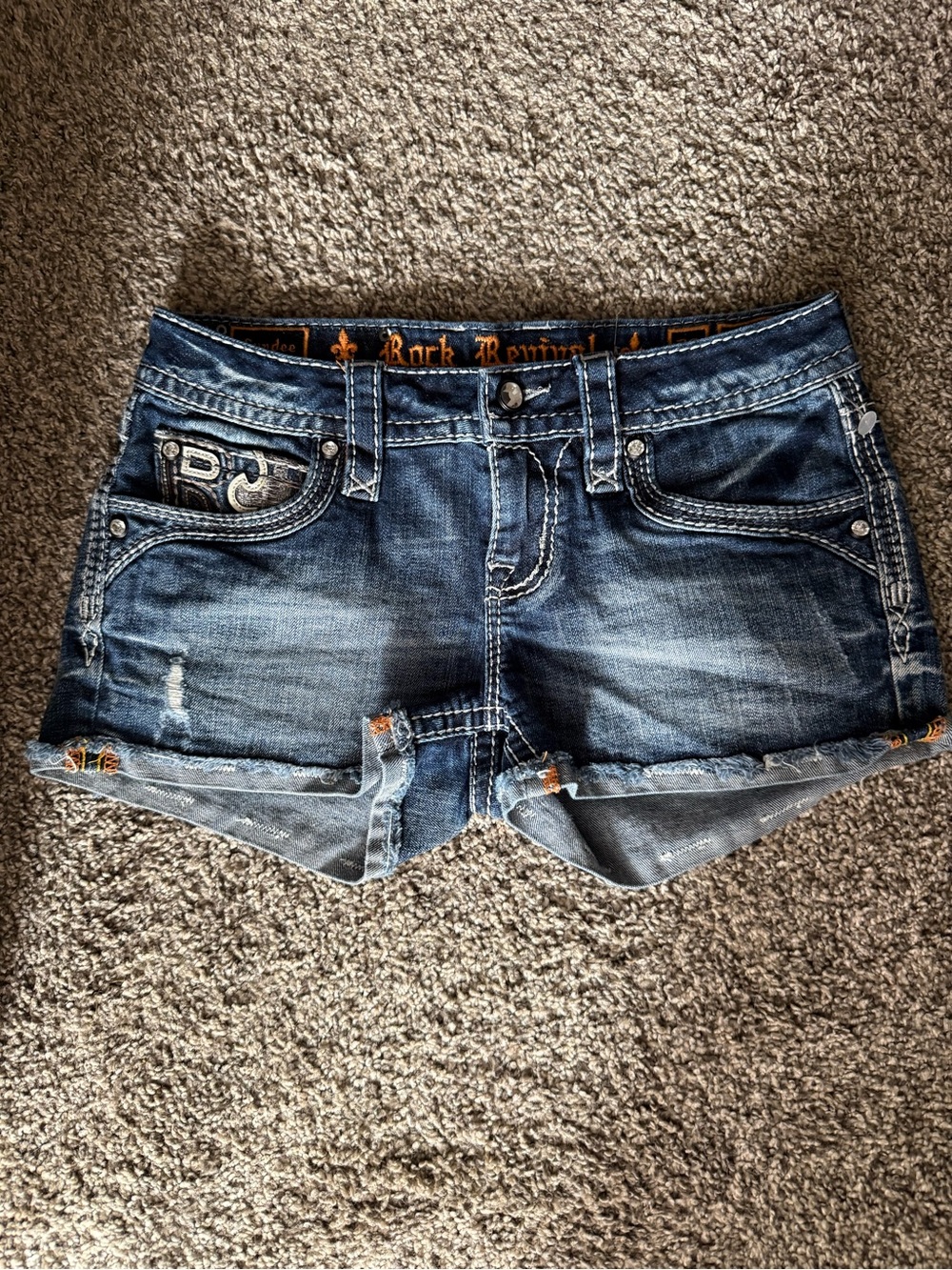 Rock Revival Women's Blue Distressed Denim Cutoff Shorts